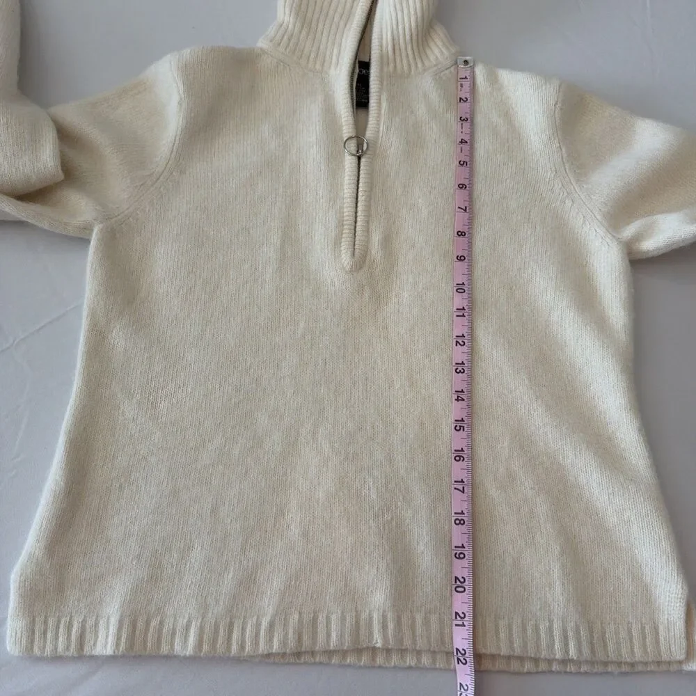 Vtg Angora Lambswool Sweater Womens Sz XL (Fits M) Cream Rafaella 1/2 Zip Funnel - Picture 9 of 13